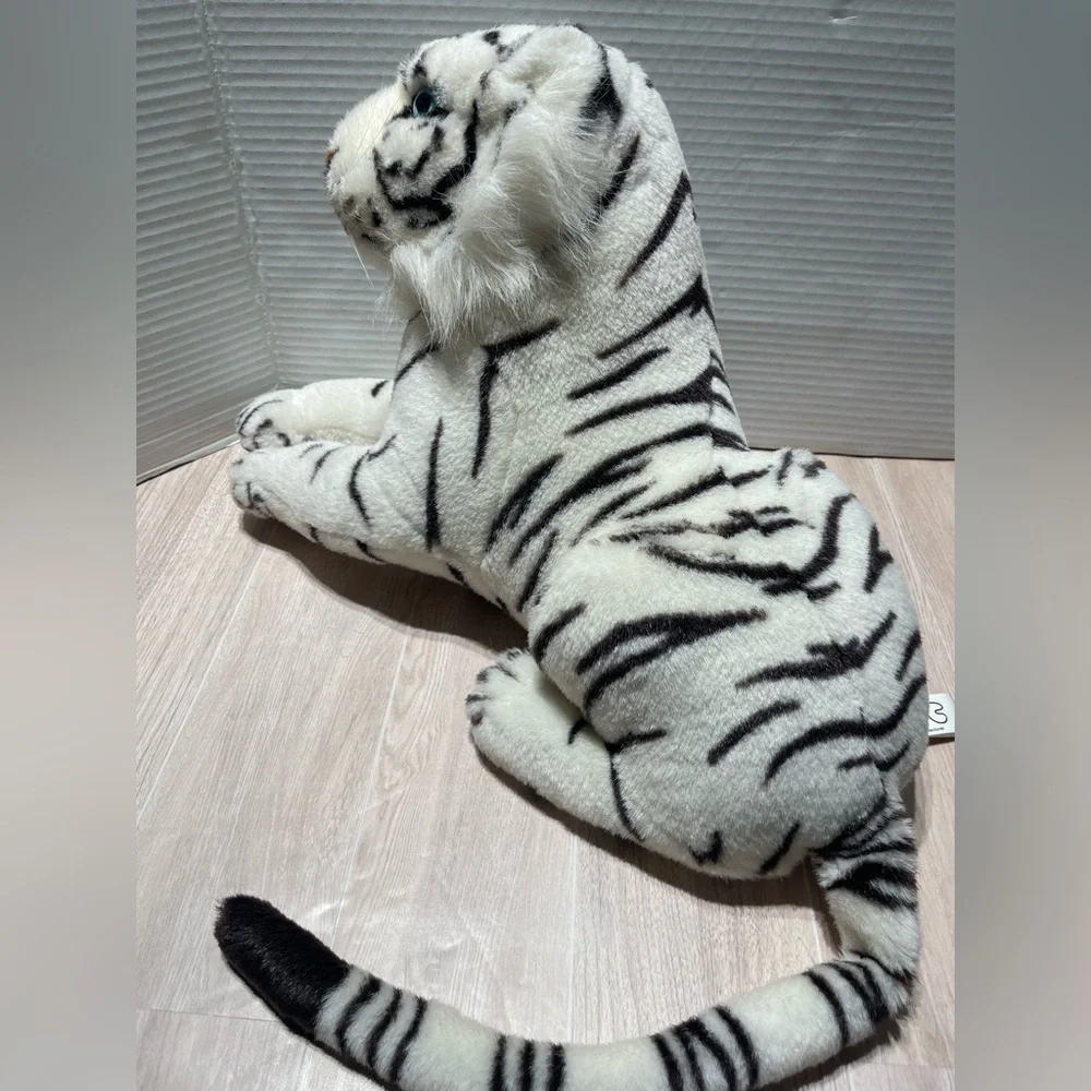 Vintage JIC White Tiger Plush Stuffed Animal – Realistic Big Cat Toy 17”